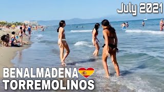 BENALMADENA TO TORREMOLINOS MALAGA SPAIN LATEST BEACH WALK UPDATES IN JULY 2021 4K [upl. by Lubbi]