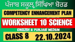 Class 8 SCIENCE Competency Practice Worksheet 10 solution 22102024 english amp punjabi newszone39 [upl. by Nnaeirb]