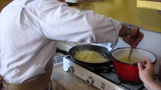 Making Cacio e Pepe Cheese amp Pepper Pasta at La Caciosteria di Casa Lawrence in Picinisco Italy [upl. by Cave562]