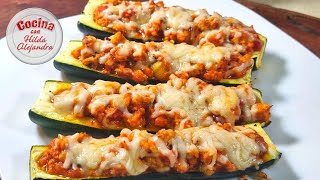 CALABAZA RELLENA DE PECHUGA DE POLLO CON SALSA MARINARA pocos ingredientes facil de preparar [upl. by Fulks375]