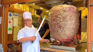 Extreme Street Food in TURKEY 81yearold GRANDPA prepares 250 kg of Doner kebab every day [upl. by Luapnaes]