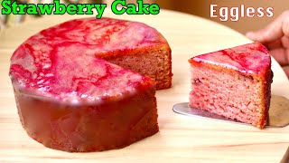 Simple and Easy Strawberry Cake  Eggless Strawberry Cake  Fresh Strawberry Cake Eggless [upl. by Magill]