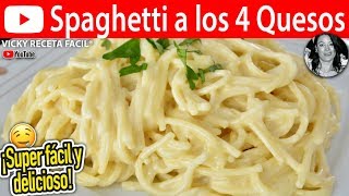 Cómo hacer SPAGHETTI A LOS 4 QUESOS Vicky Receta Facil [upl. by Yarw]