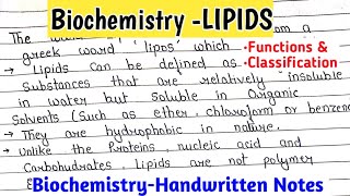 LIPIDS  Functions amp Classification  Biochemistry Notes  chemistry [upl. by Knighton]