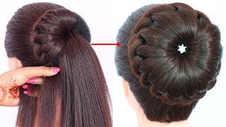 new bun hairstyle for wedding and party  trending hairstyle  party hairstyle  updo hairstyle [upl. by Licec]