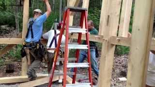 Timber frame  raising the final wall [upl. by Choong525]