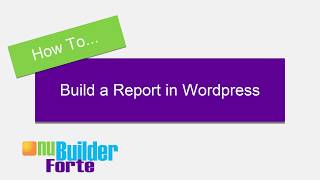 Create a Report in Wordpress [upl. by Nelleyram549]