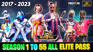 FREE FIRE ALL ELITE PASS  ALL ELITE PASS FREE FIRE  FREE FIRE SEASON 1 TO 55 ALL ELITE PASS [upl. by Heaps]