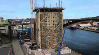 Time lapse – The World’s tallest Timber Building – 14 Storeys in Bergen HD [upl. by Ellerd399]