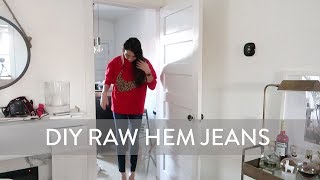 DIY Raw Hem Jeans  How to Distress Jeans [upl. by Retrop]