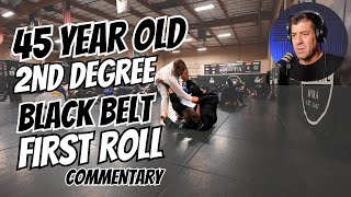 45 Year Old 2nd Degree BJJ Black Belts First Roll [upl. by Nahtanhoj]