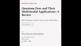 Quantum Dots and Their Multimodal Applications A Review  RTCLTV [upl. by Ehudd]