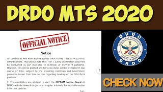 Drdo MTS 2020 Exam update Official Notice Drdo Ceptam [upl. by Kcirtap]