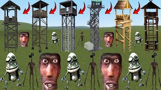 Siren Head Crazy Frog And Carmen Winstead Nextbot Vs Towers in Garrys Mod [upl. by Dolorita]