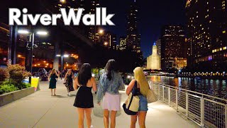 Beautiful Chicago RiverWalk Nightlife 🌸 Spring Walk on Saturday  May 18 2024  4k Video [upl. by Akcimehs576]