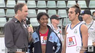 Interview with Winners U17 100m Girls and Boys  Sydney Track Classic 2016 [upl. by Alimaj]