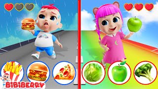 Healthy Food 🥦 Vs Junk Food Song 🍔  Healthy Food Challenge  Bibiberry Nursery Rhymes amp Kids Songs [upl. by Arerrac145]