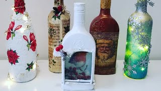 5 botellas de cristal decoradas para navidad [upl. by Amoritta162]