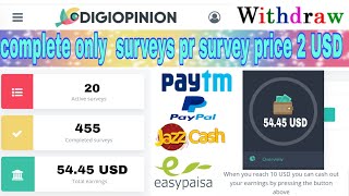 How to Complete only surveys on Digiopinon pr survey price 2 USD  new online earning website today [upl. by Rosalind]