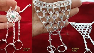 latest silver mehndi challa designs with weight and price  silver hathphool new designs [upl. by Eenahc]