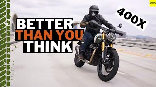 TRIUMPH SCRAMBLER 400X Review  Can it handle the highway [upl. by Danby]