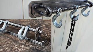 I make an Industrial Style Wall Coat Rack using Tow Hooks and Rebar [upl. by Eiramlehcar556]