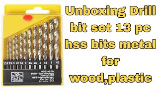 Unboxing drill bit set 13pc hss bits for metalwood and plasticInventify123 [upl. by Vadim330]