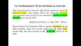 La strana quottestimonianzaquot di san Girolamo su Lucrezio  un poeta folle per amore e morto suicida [upl. by Lorianna]