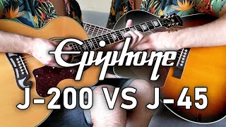 Epiphone Dreadnought VS Super Jumbo  EJ200 vs AJ220SCE  Inspired by Gibson J200 and J45🤯 [upl. by Earised180]