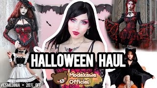 🦇 HALLOWEEN COSTUME HAUL 🦇 Trying on Vampire  Romantic Goth outfits from MODAKAWA  Vesmedinia [upl. by Merriott]