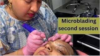 Microblading second session Gold polishing Korean Product first ever experiencechalla days ki 🏠 [upl. by Anyek]