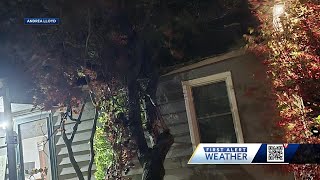 Kansas City Kansas woman narrowly escapes as tree limb crashes inches from bedroom [upl. by Jasun]