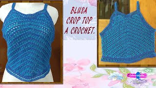 BLUSA CROP TOP A CROCHET  Labores Angélika [upl. by Tor]