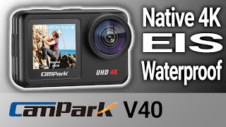 Campark V40 Native 4K Dual LCD EIS Stabilization Low Light Test Unboxing Setup [upl. by Annirak536]