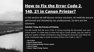 How to Fix Canon Printer Error 2 140 21 [upl. by Atniuq]