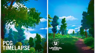 Unreal Engine 5  Spline PCG on Landscape Test  Stylized Environment Timelapse [upl. by Akimik]