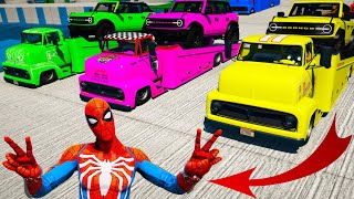 Team Work Parkour Trawl Tow Trucks GTA V mods Spiderman Nova Captain America Magnito [upl. by Revned]