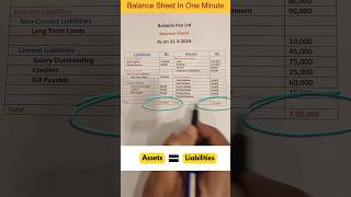 Balance Sheet in One Minute balancesheet shorts bookkeeping accounting journalentry tally [upl. by Cesare]