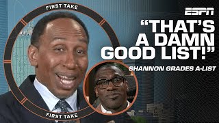 That’s a damn good list  Shannon Sharpe gives props to Stephen’s AList 🙌  First Take [upl. by Konstantin60]