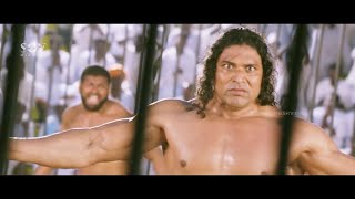 Dhruva Sarjas Jangi Kushti in Village to Lift God Idol  Bharjari Movie  Kannada Movie Scenes [upl. by Anelam]