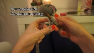 TUTORIAL Stricken  Maschenanschlag Norwegischer Sockenanschlag HD [upl. by Coco]