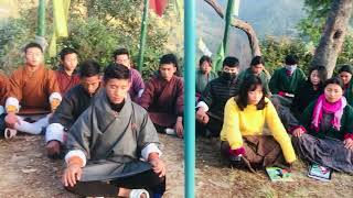 Morning meditation for students at Dechentsemo Central school Punakha Bhutan [upl. by Sherwood]