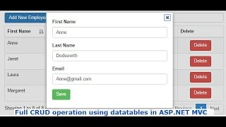 Full CRUD operation using datatables in ASPNET MVC [upl. by Hutson644]