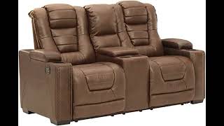 Signature Design by Ashley Owners Box Faux Leather Power Reclining Loveseat with Center Console [upl. by Wershba]