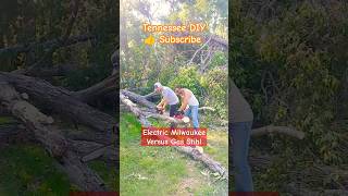 Milwaukee M18 Electric Chainsaw versus Gas Stihl Chainsaw viral shorts [upl. by Lallage]