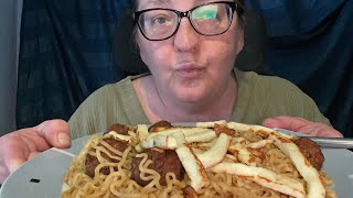 Halloumi Fries Chicken Balls amp Noodles mukbang ukfood food eatingshow uk foodshow [upl. by Auqenes]