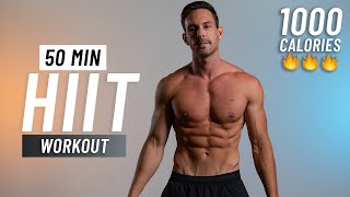 50 Min Cardio HIIT Workout To Burn 1000 Calories  Full Body At Home No Equipment [upl. by Constantine]