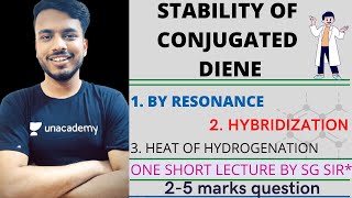 conjugated dienes  conjugated dienes organic chemistry b pharmacy  stability of conjugated dienes [upl. by Marven]