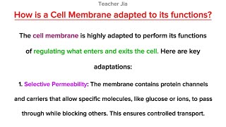 HOW IS A CELL MEMBRANE ADAPTED TO ITS FUNCTIONS [upl. by Letsirc]