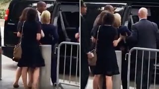 Hillary Clinton Wobbles amp Collapses Leaving 911 Event [upl. by Weisbart]